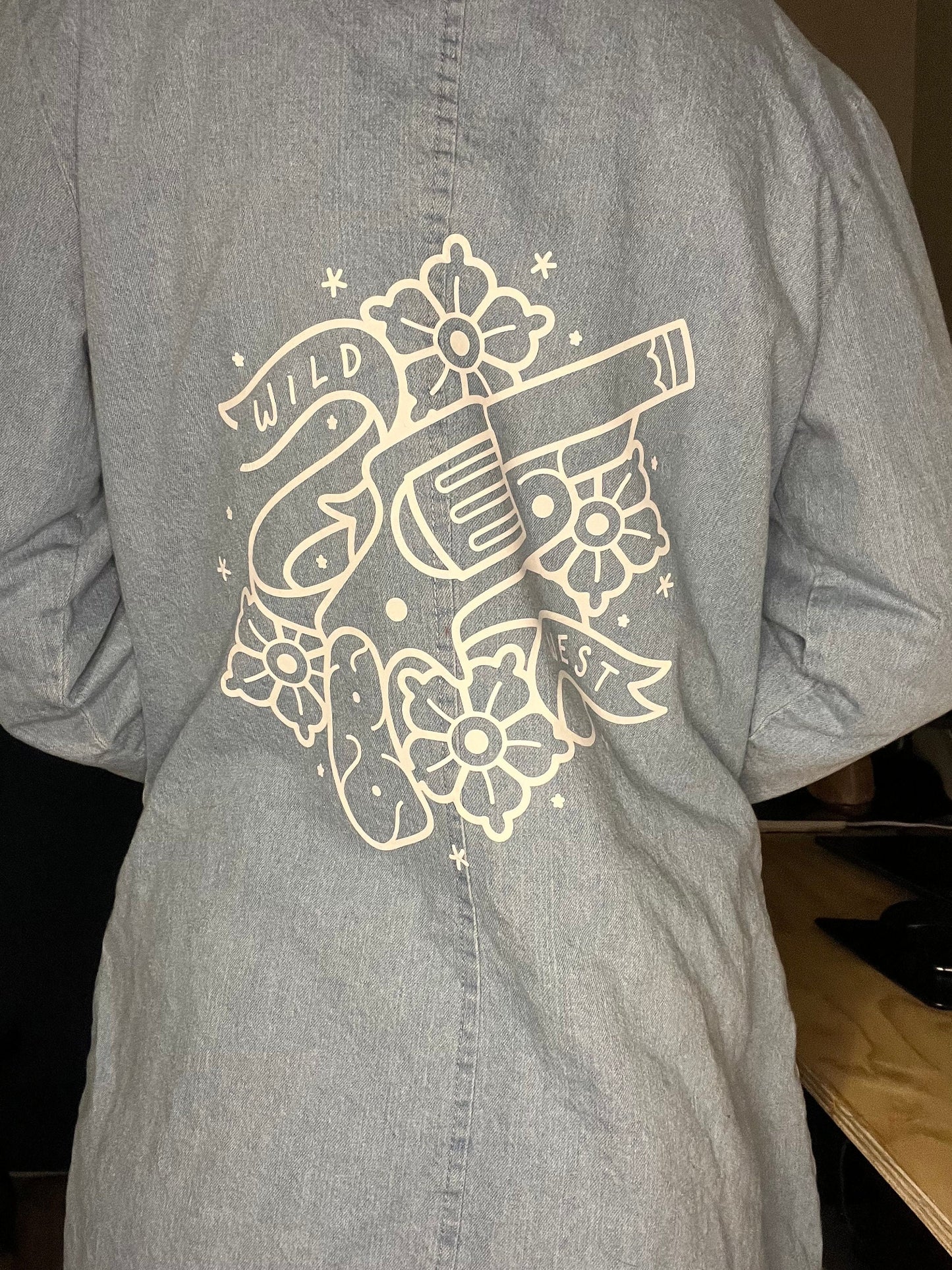 Wild West Upcycled Sherpa Lined Long Denim Jacket