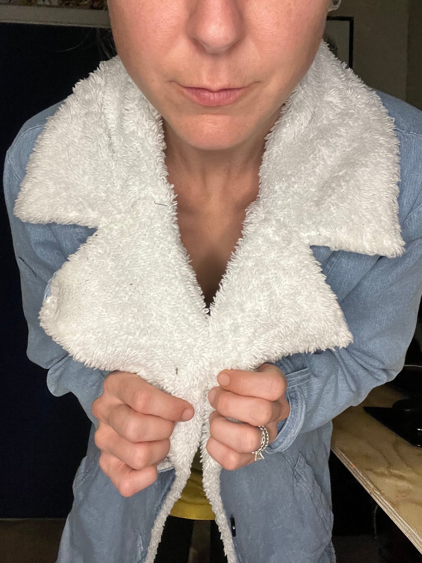 Wild West Upcycled Sherpa Lined Long Denim Jacket