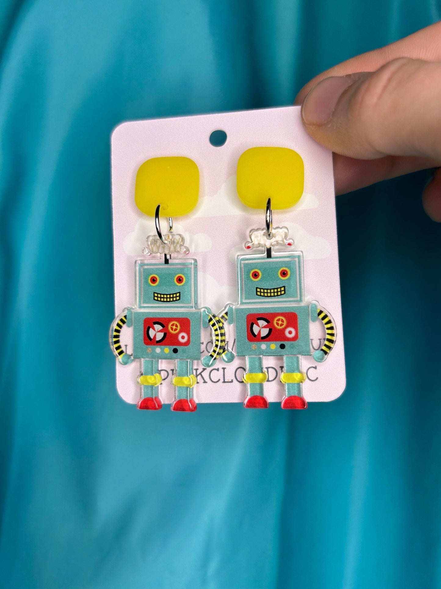 Smiling Robot Earrings | Pushbacks or Lever backs