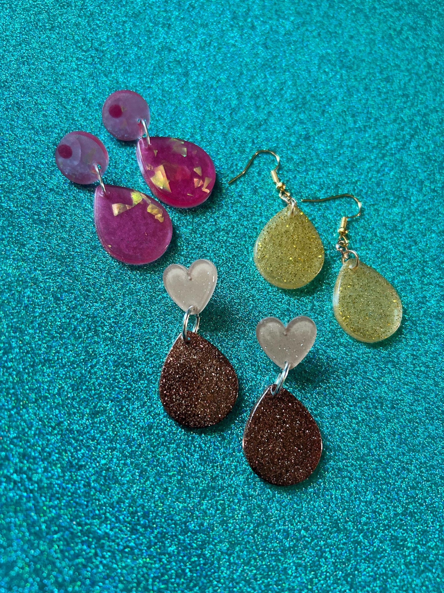 Small Teardrop Statement Earrings | Choose Your Style and Color from Bronze, Pink or Gold