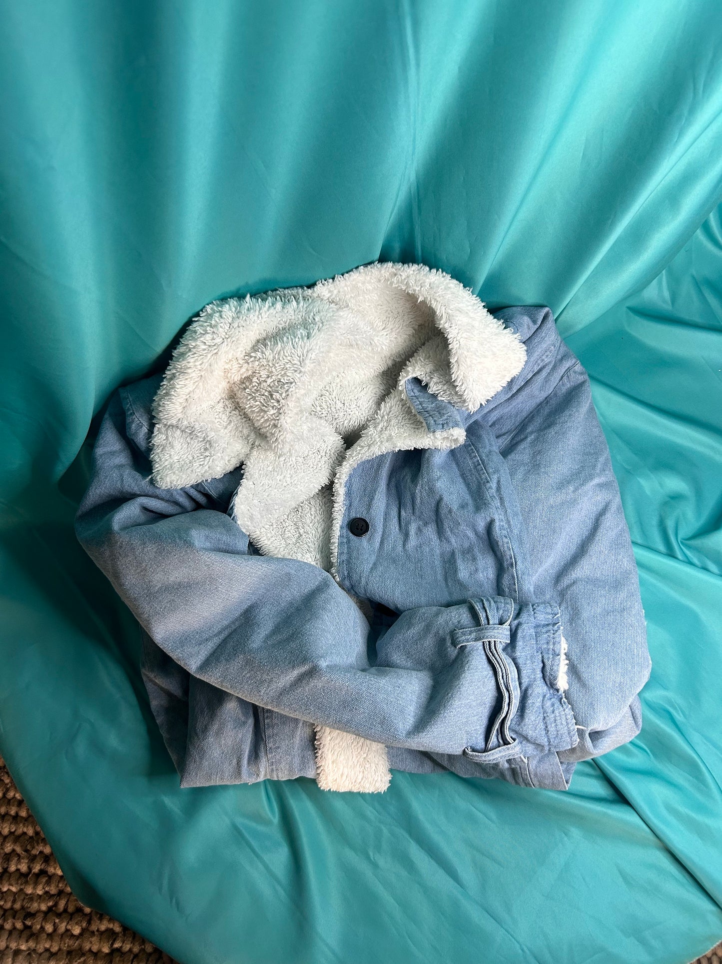 Wild West Upcycled Sherpa Lined Long Denim Jacket