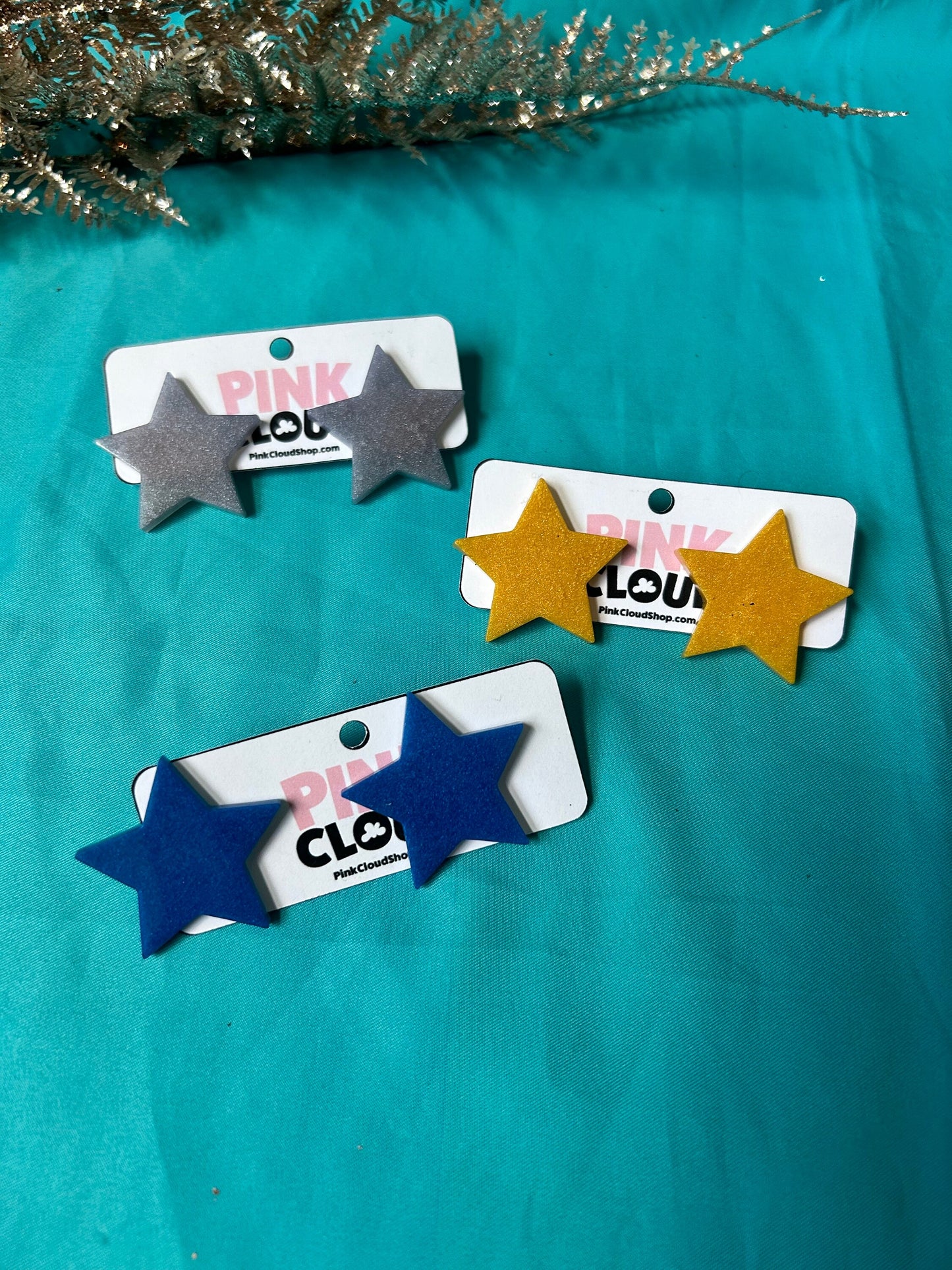 Large glitter resin star earrings XL stud earrings cute post back holographic