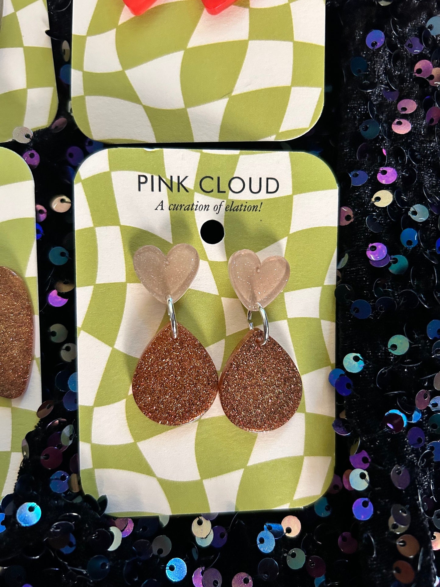 Small Heart Statement Earrings | Bronze Hearts or Teardrops, or Red Hearts or Flowers