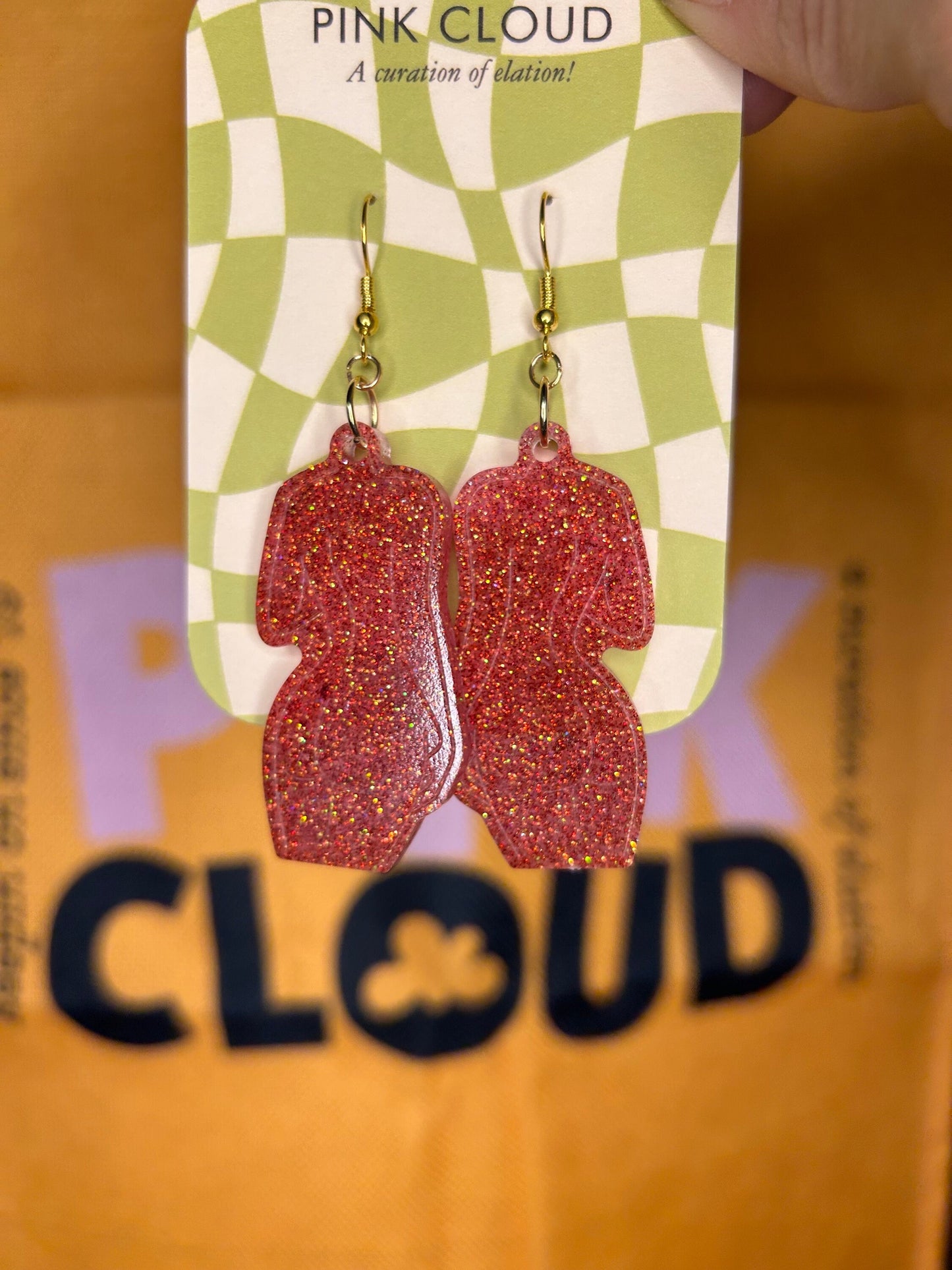 The Body Beautiful Earrings | peach, blue, purple, olive | holographic glitter curvy female body in resin with silver hooks