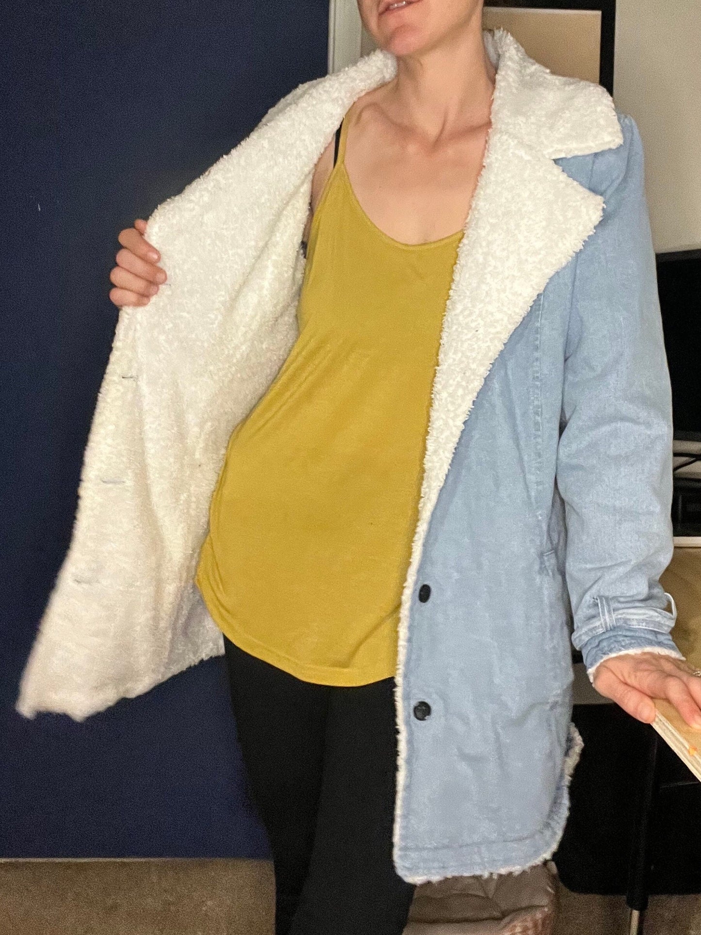 Wild West Upcycled Sherpa Lined Long Denim Jacket