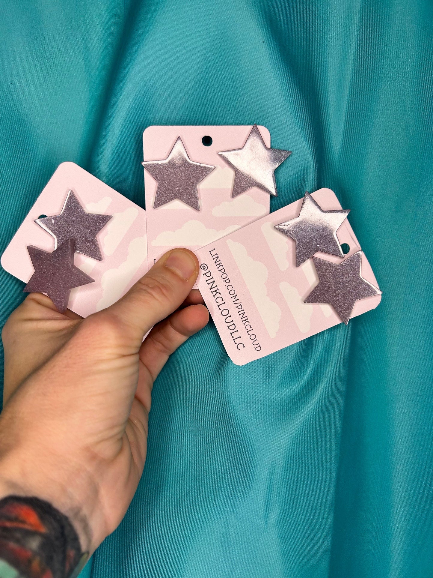 Large glitter resin star earrings XL stud earrings cute post back holographic