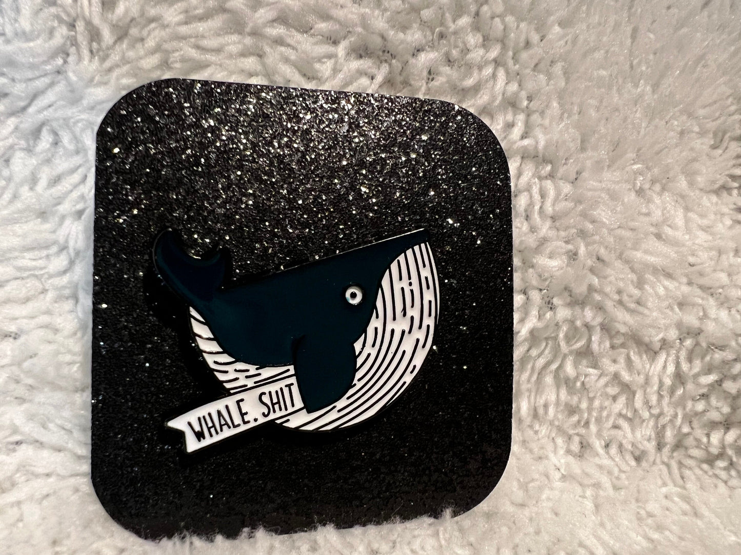 Whale shit enamel pin whale dark blue well shit ocean pun