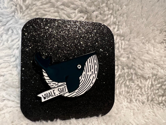 Whale shit enamel pin whale dark blue well shit ocean pun