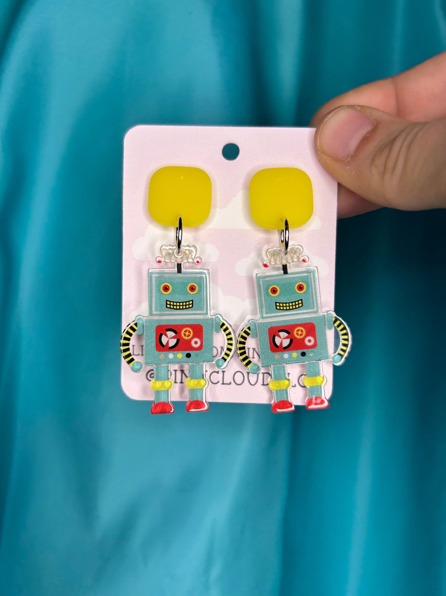 Smiling Robot Earrings | Pushbacks or Lever backs