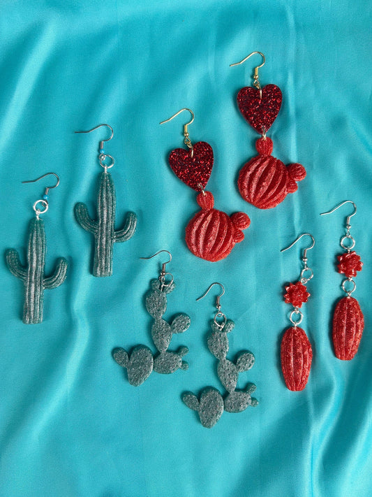 3D Cactus Earrings | Choose Your Style | Prickly Pear, Saguaro, Barrel