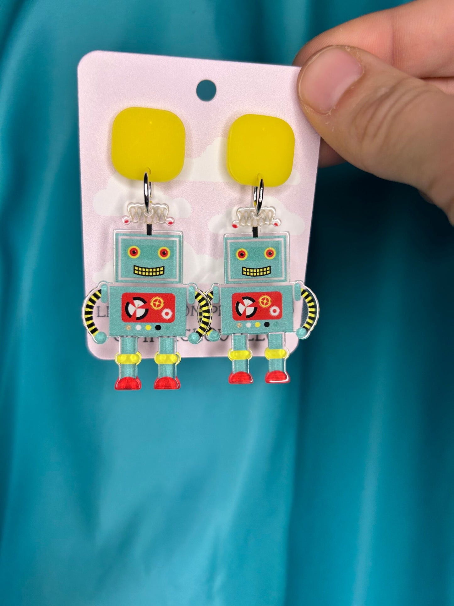 Smiling Robot Earrings | Pushbacks or Lever backs