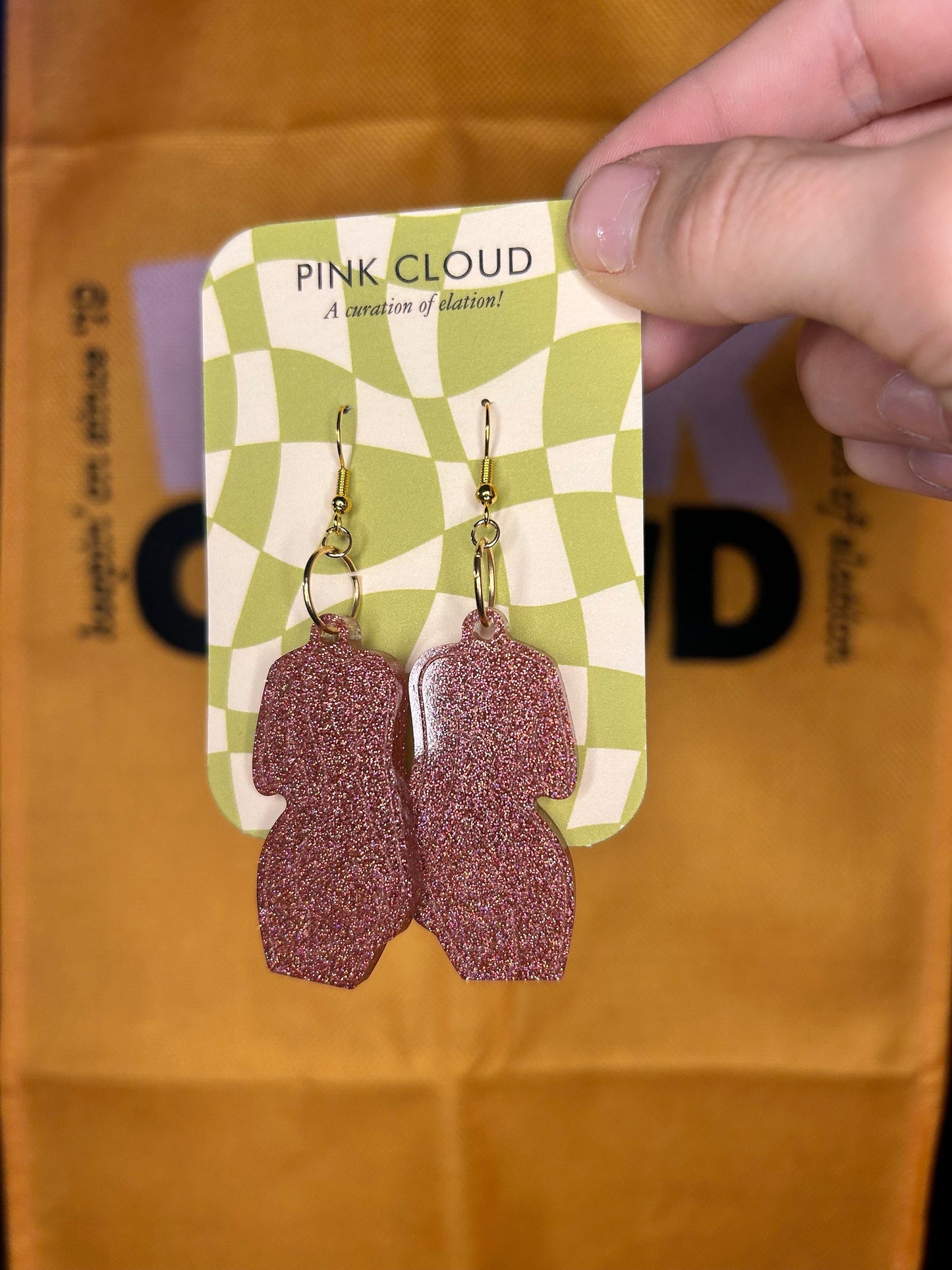 The Body Beautiful Earrings | peach, blue, purple, olive | holographic glitter curvy female body in resin with silver hooks