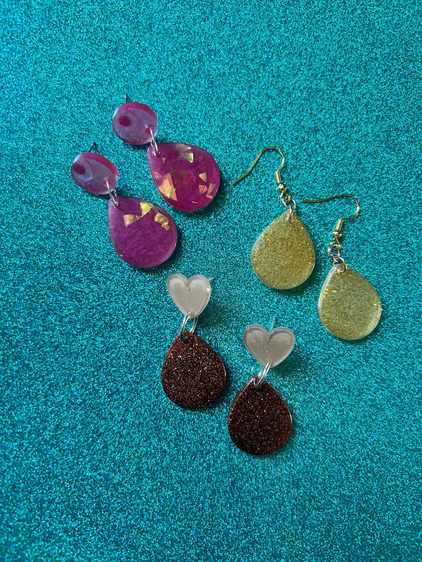 Small Teardrop Statement Earrings | Choose Your Style and Color from Bronze, Pink or Gold