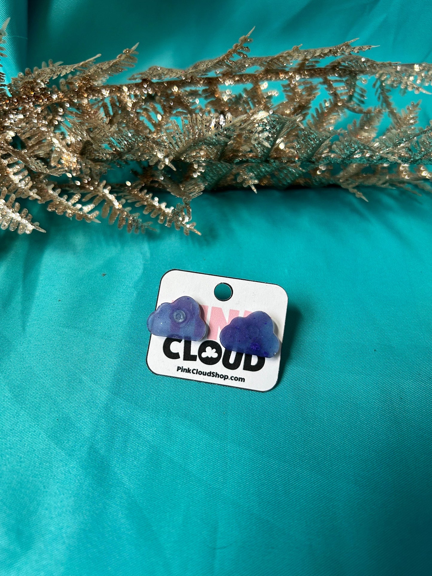 Small glitter resin cloud earrings stud earrings cute post back holographic