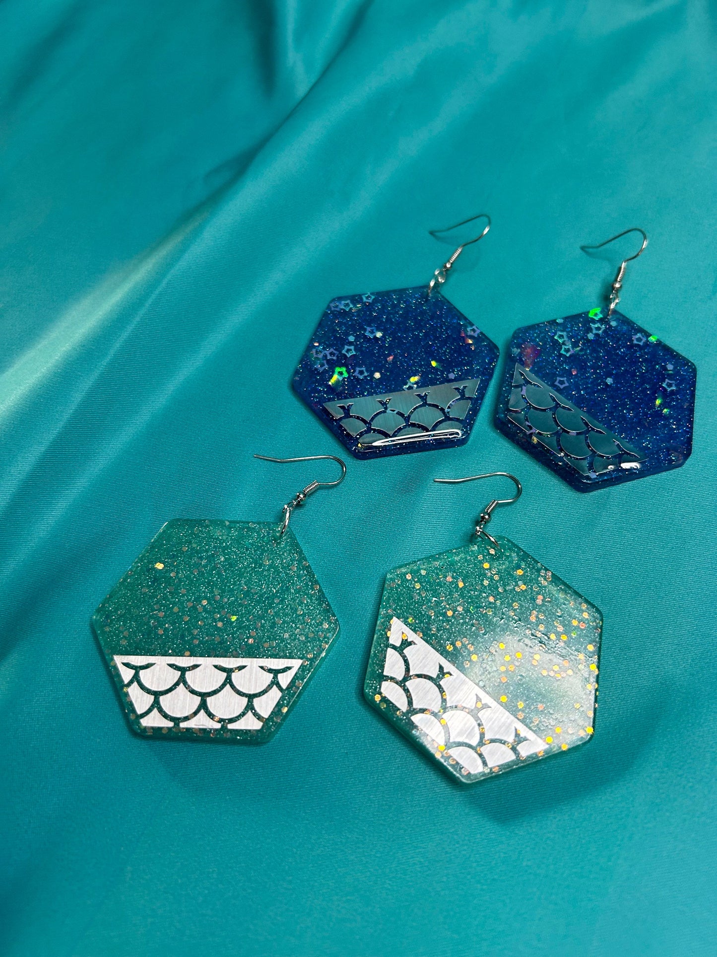 Mermaid Earrings | Choose Your Color | Teal or Blue