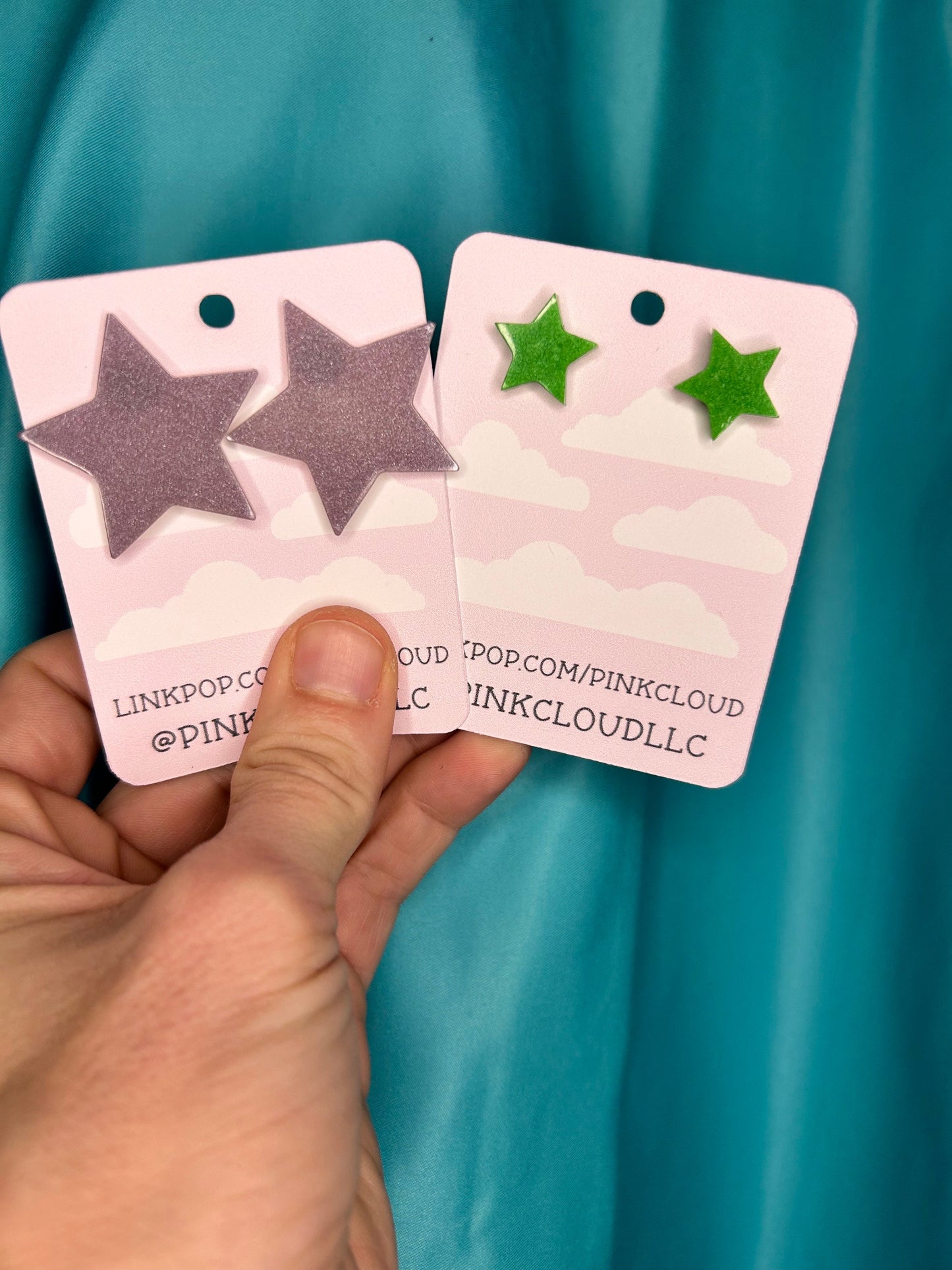 Small glitter resin star earrings stud earrings cute post back holographic