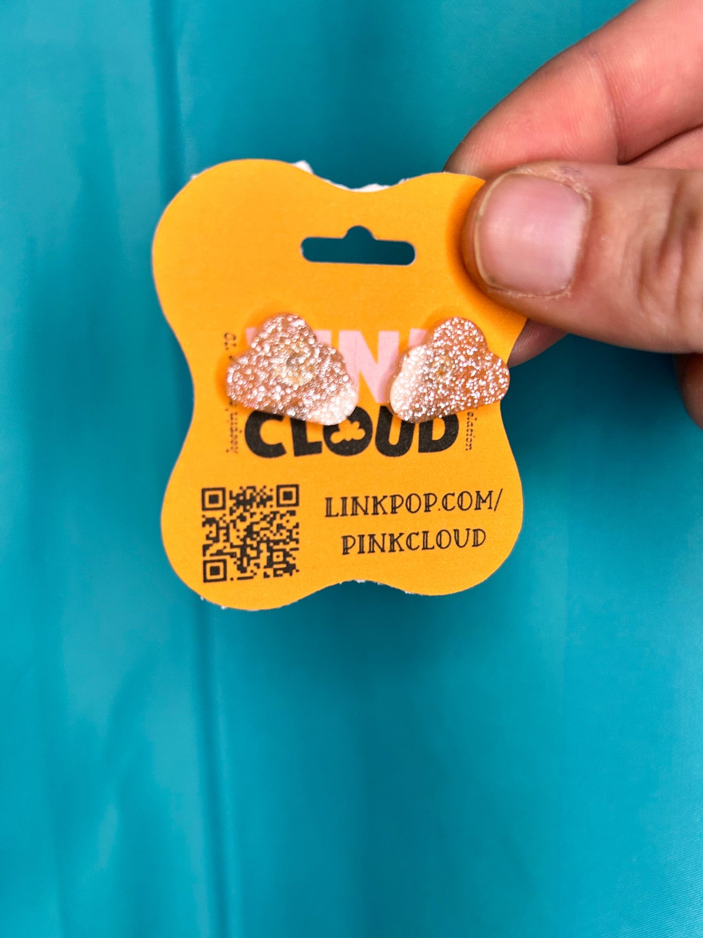 Small glitter resin cloud earrings stud earrings cute post back holographic