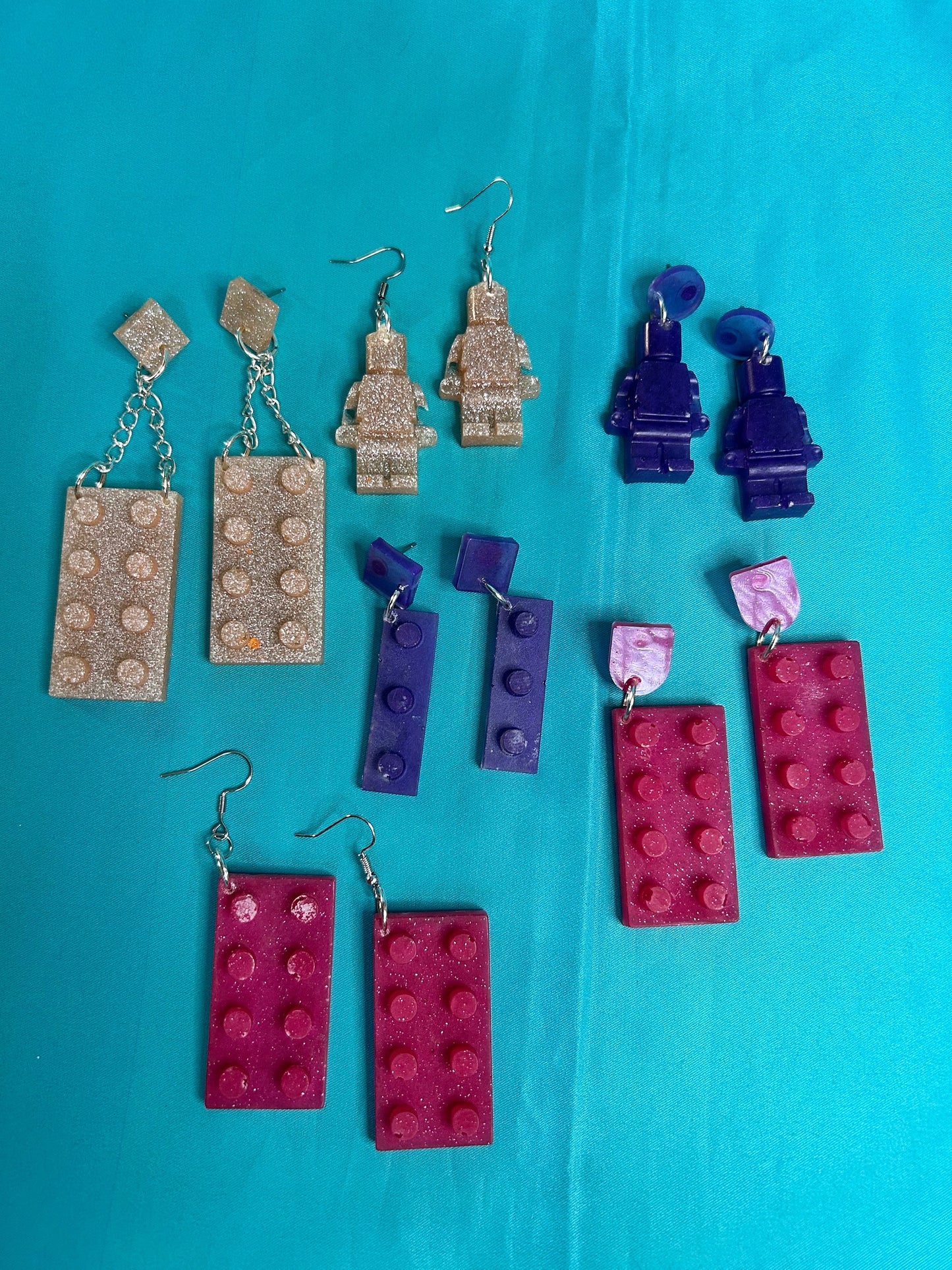 Lego or Robot resin Earrings | Choose Your Color and Style