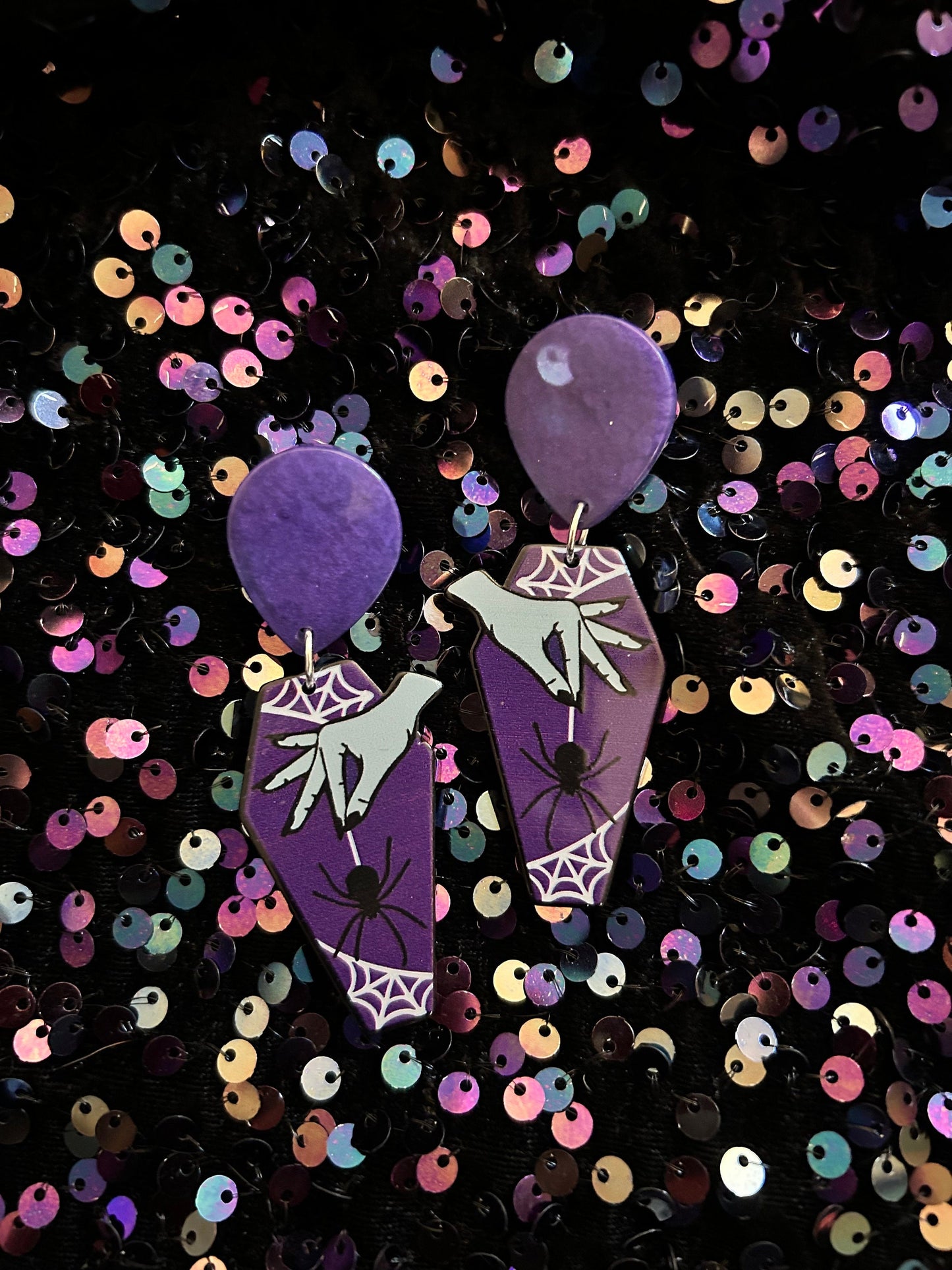 Tarot Style Coffin Shaped Earrings | Blue, Red, Purple or Grey | You Choose Style