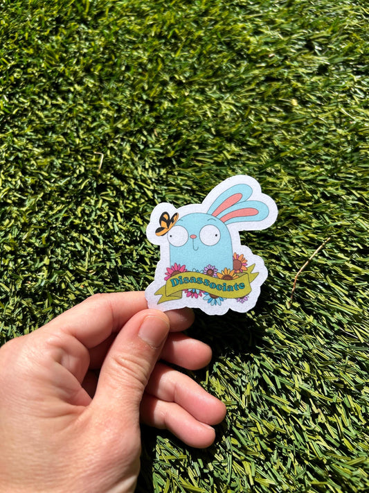 Disassociate | Kiff fan art | Barry Buns Bunny | sticker or magnet | glossy or holographic and size options
