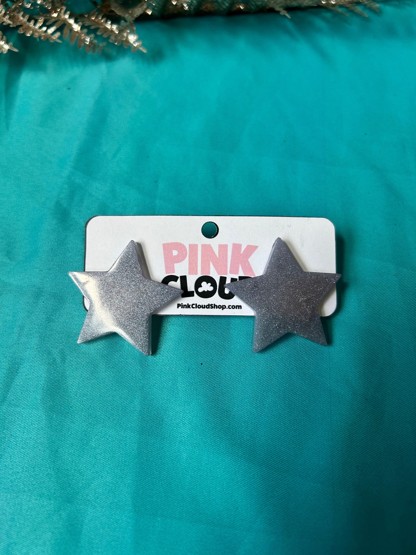 Large glitter resin star earrings XL stud earrings cute post back holographic