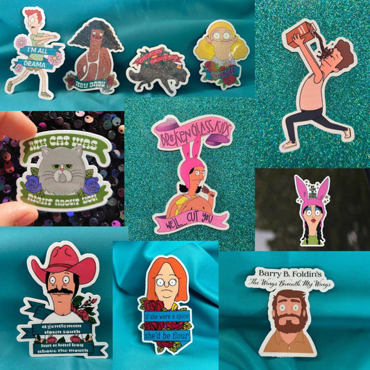 Bobs Burgers Fan Art Sticker Pack of 8 | 3 inch Stickers Handmade