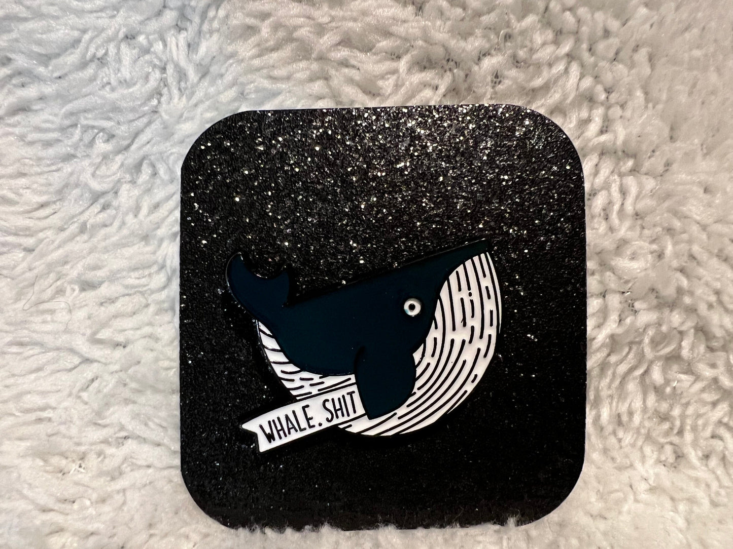 Whale shit enamel pin whale dark blue well shit ocean pun
