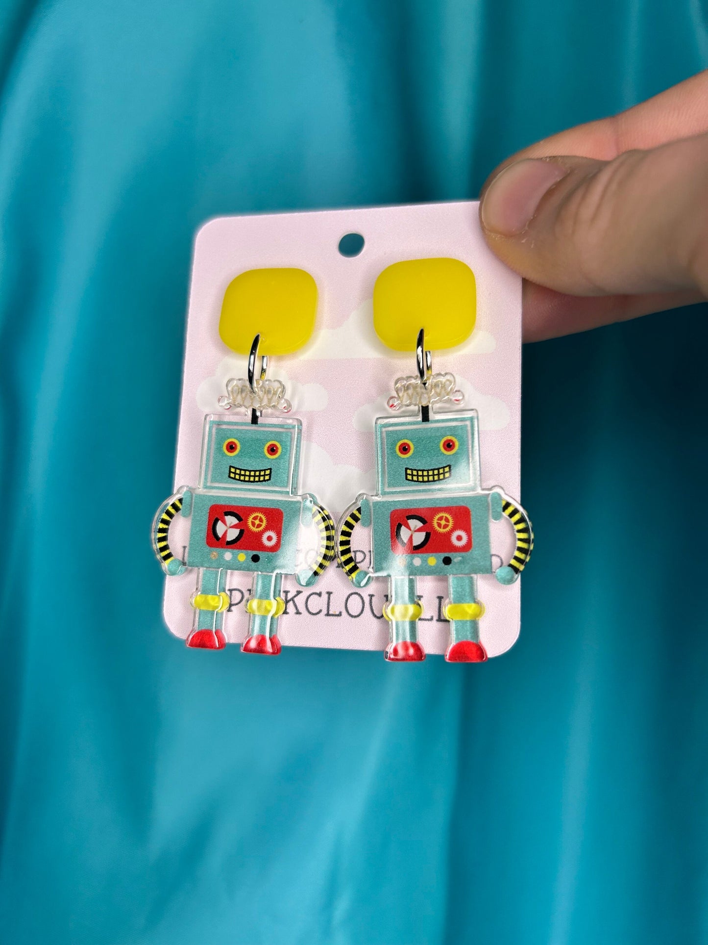 Smiling Robot Earrings | Pushbacks or Lever backs