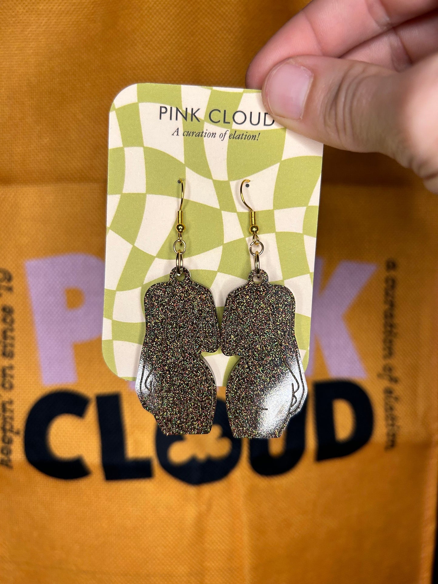 The Body Beautiful Earrings | peach, blue, purple, olive | holographic glitter curvy female body in resin with silver hooks