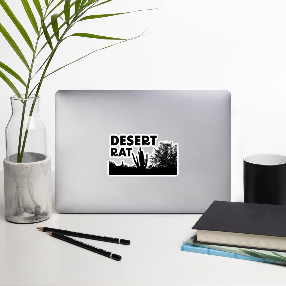 Desert Rat Sillhouette Lettering Sticker | Choose Your Laminate