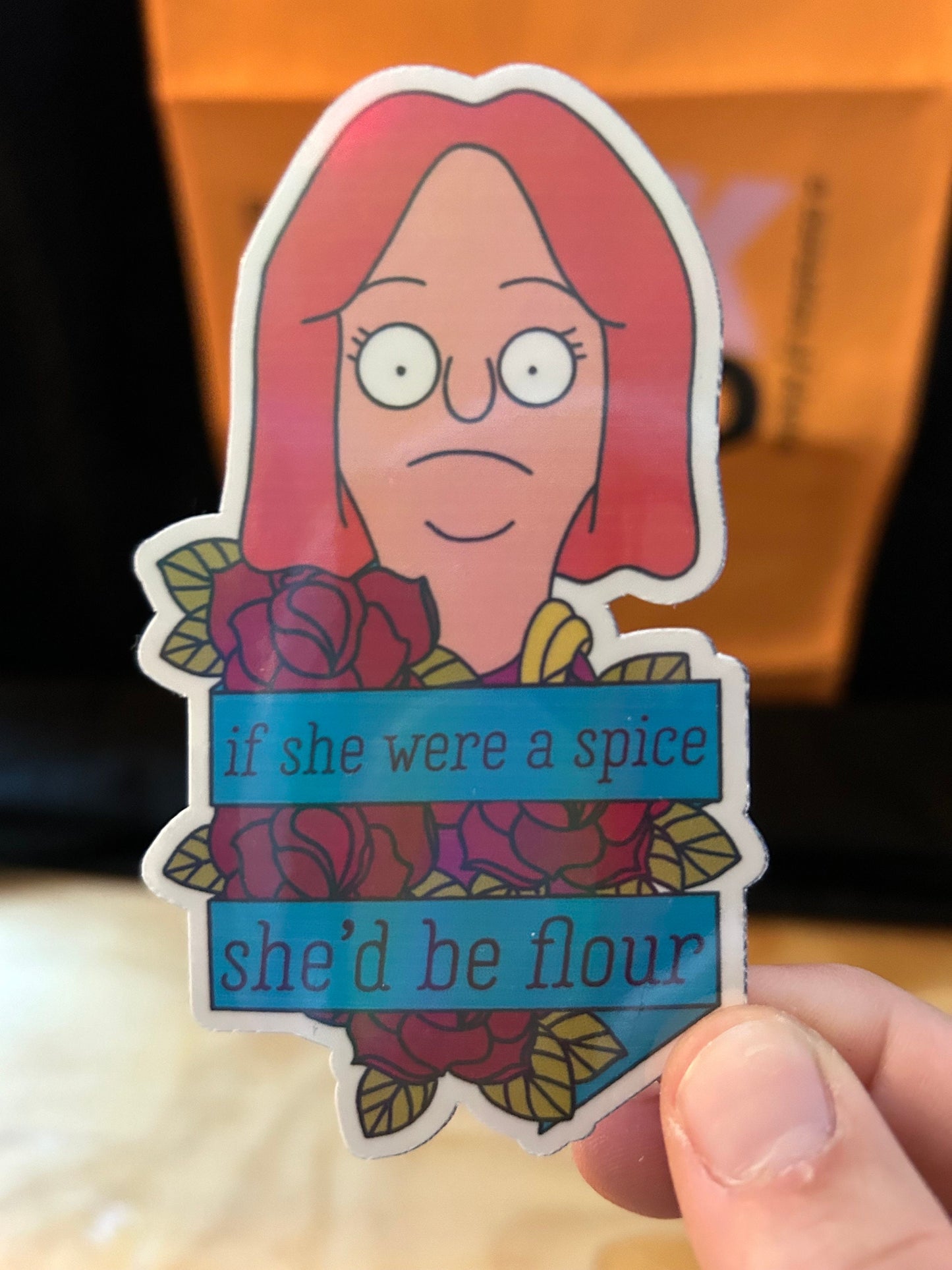 If she were a spice she’d be flour | Jessica | 3 inch wide bobs burgers sticker