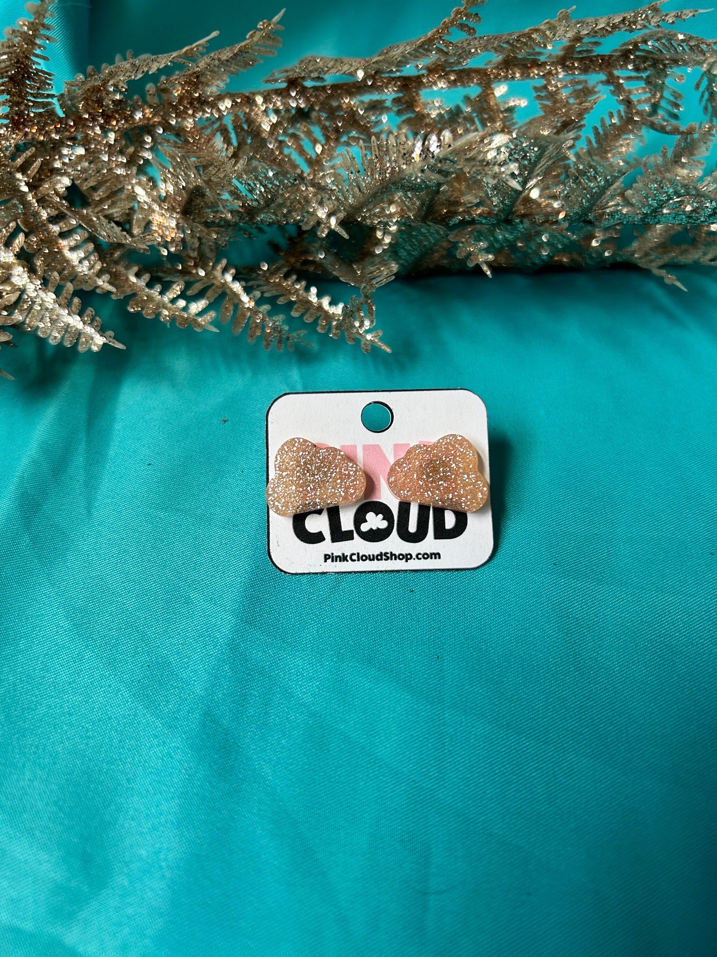 Small glitter resin cloud earrings stud earrings cute post back holographic