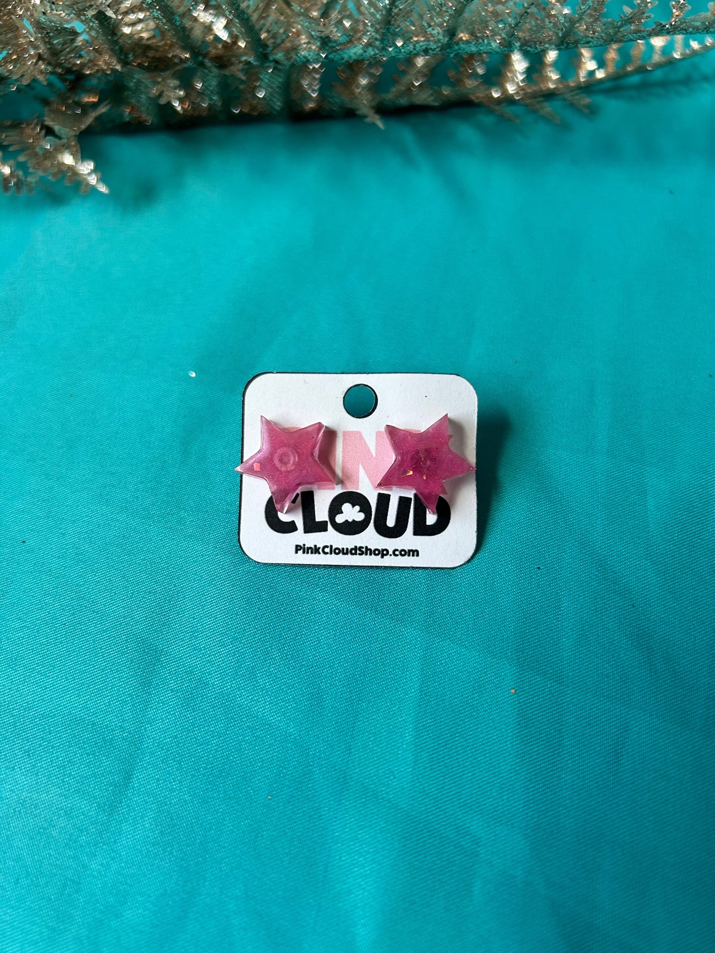 Small glitter resin star earrings stud earrings cute post back holographic