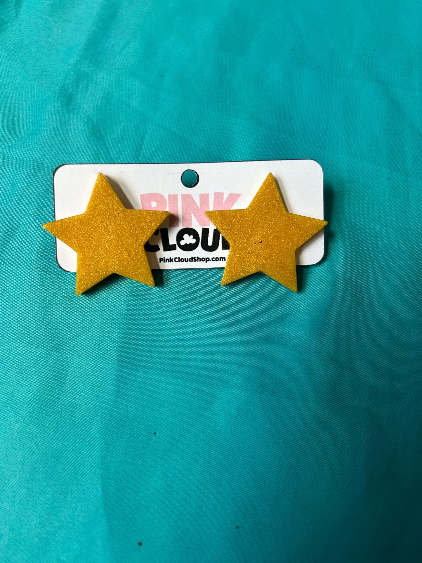 Large glitter resin star earrings XL stud earrings cute post back holographic