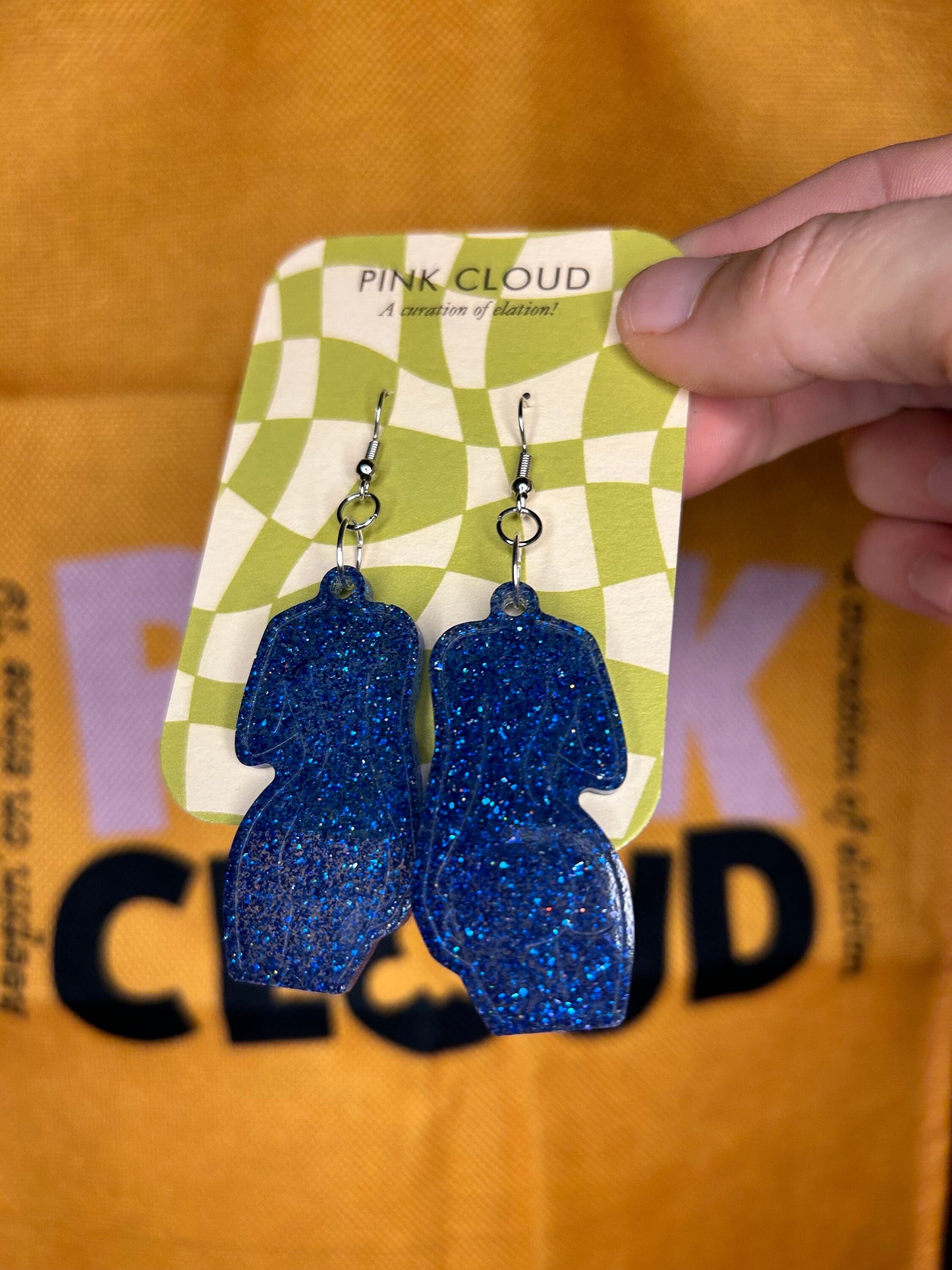 The Body Beautiful Earrings | peach, blue, purple, olive | holographic glitter curvy female body in resin with silver hooks