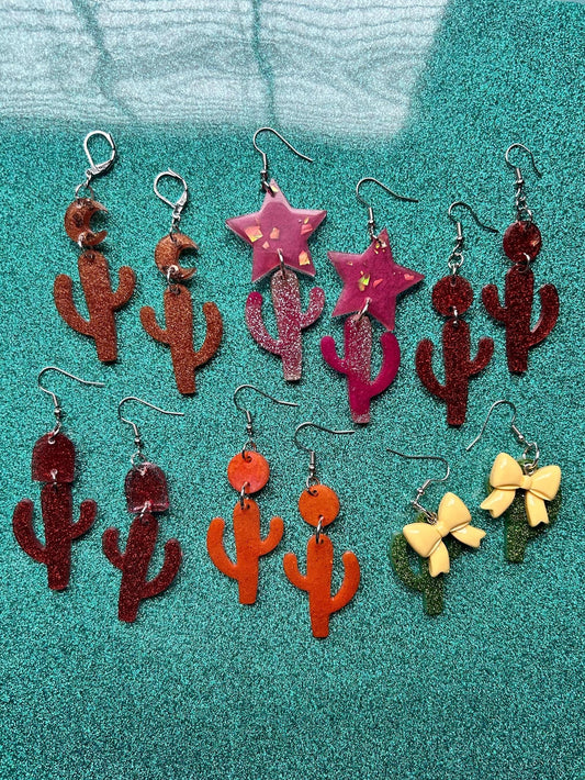 Small Saguaro Hook or Leverback Earrings | Choose Your Color and Style