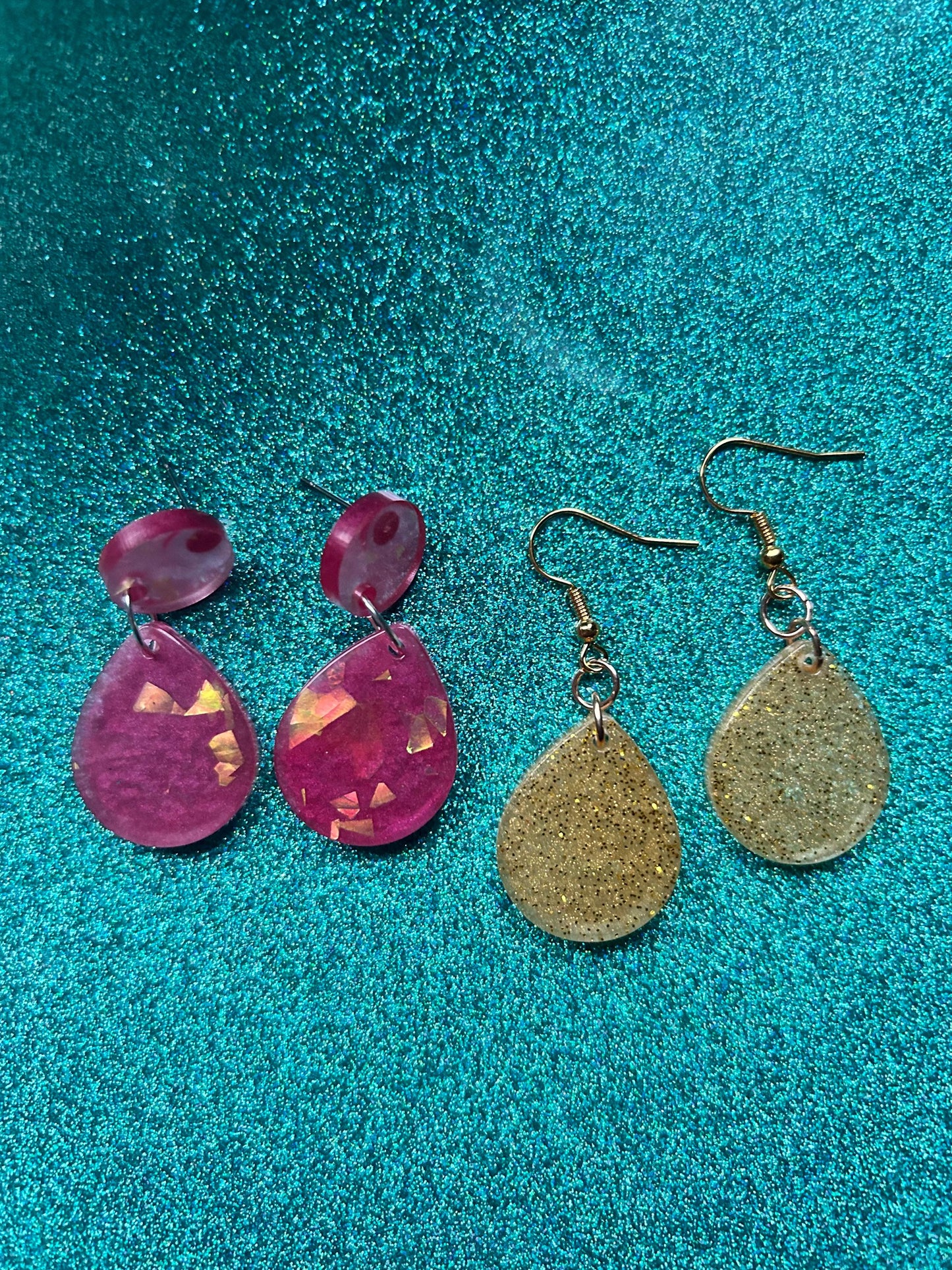 Small Teardrop Statement Earrings | Choose Your Style and Color from Bronze, Pink or Gold
