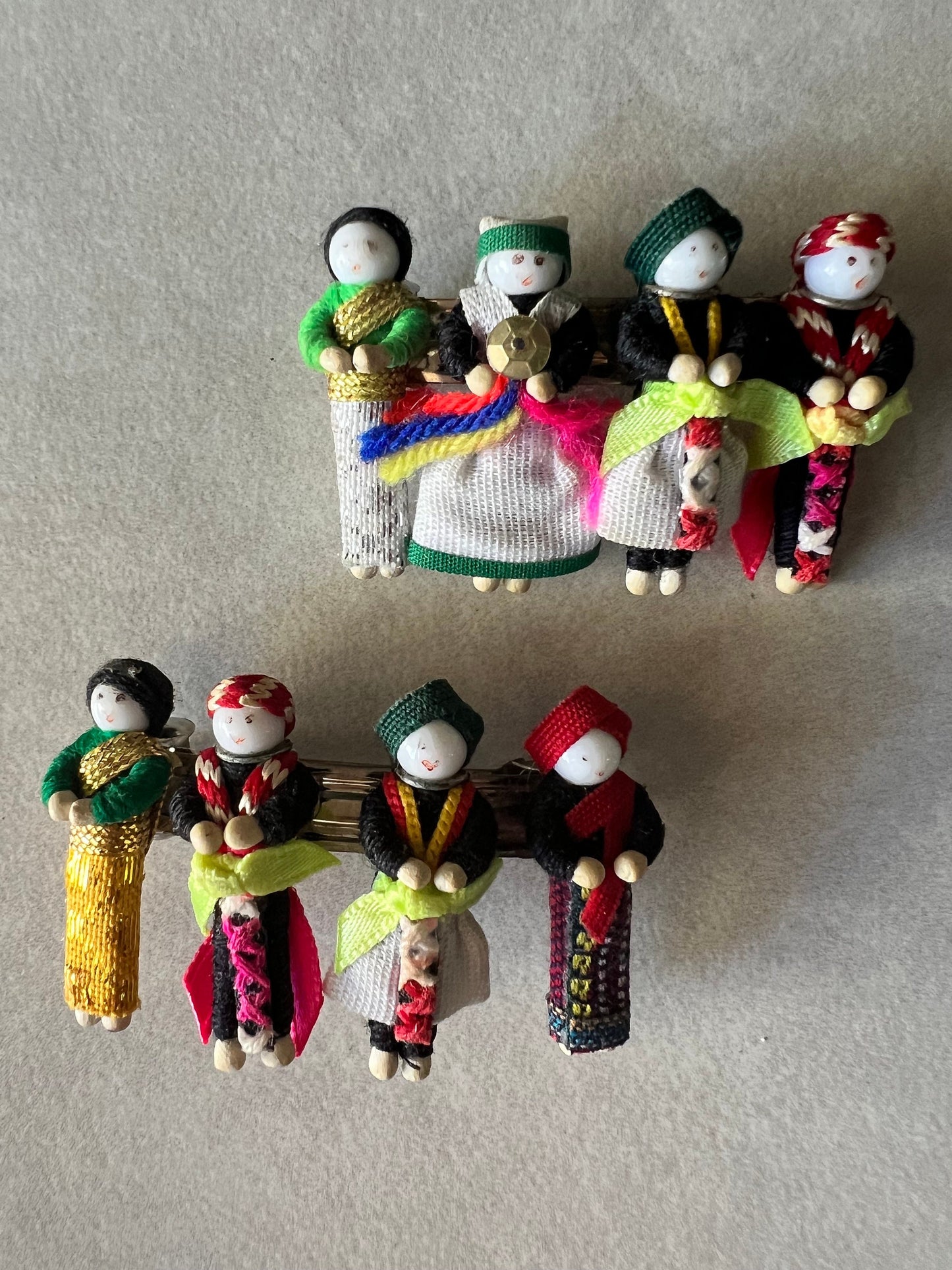 Vintage Handmade People Hair Clips: Novelty Child Barrettes