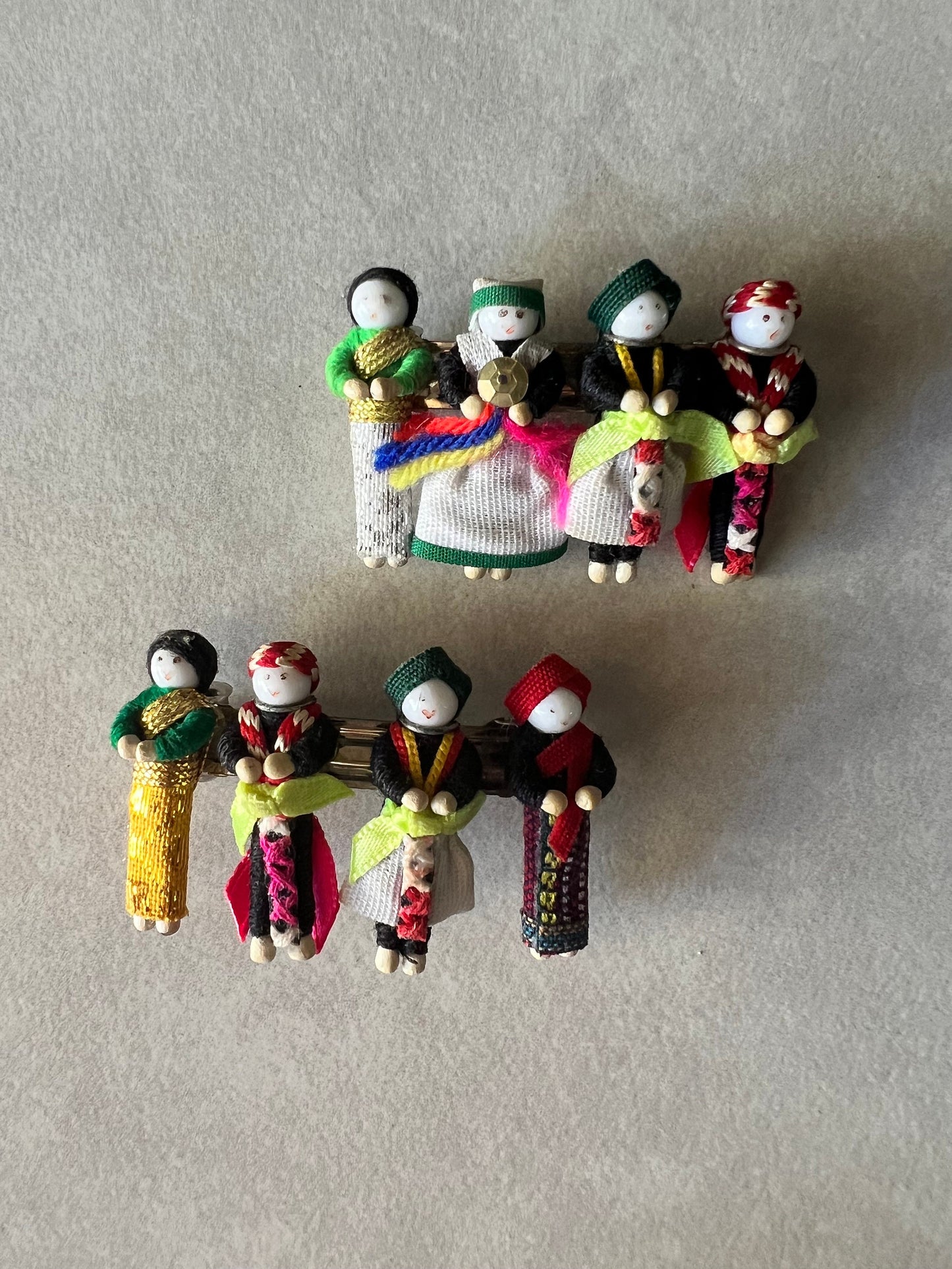 Vintage Handmade People Hair Clips: Novelty Child Barrettes