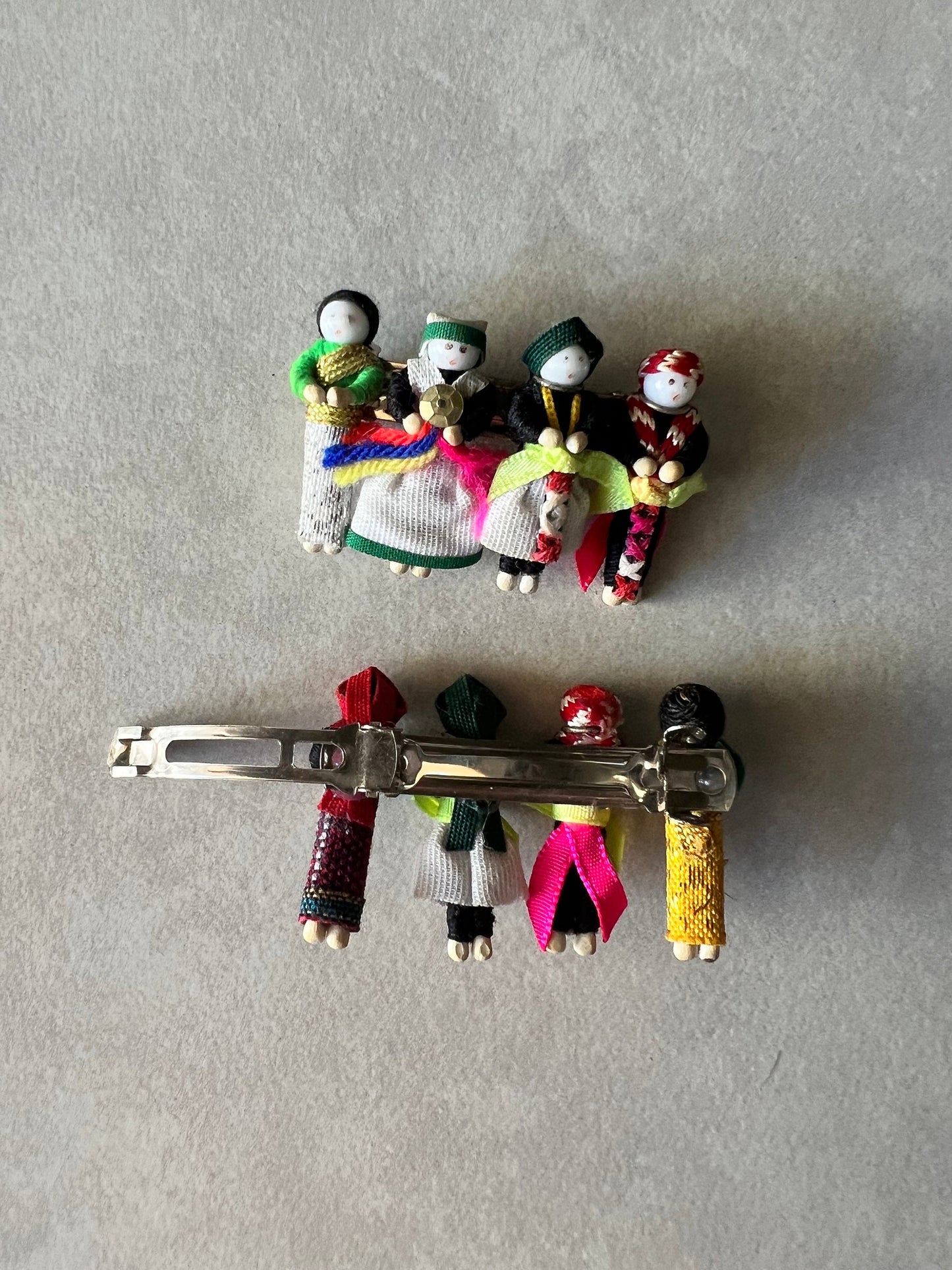 Vintage Handmade People Hair Clips: Novelty Child Barrettes