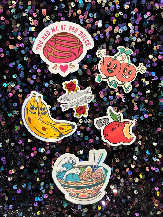 Handmade Food Sticker Pack: Hand-Drawn, Hand-Printed