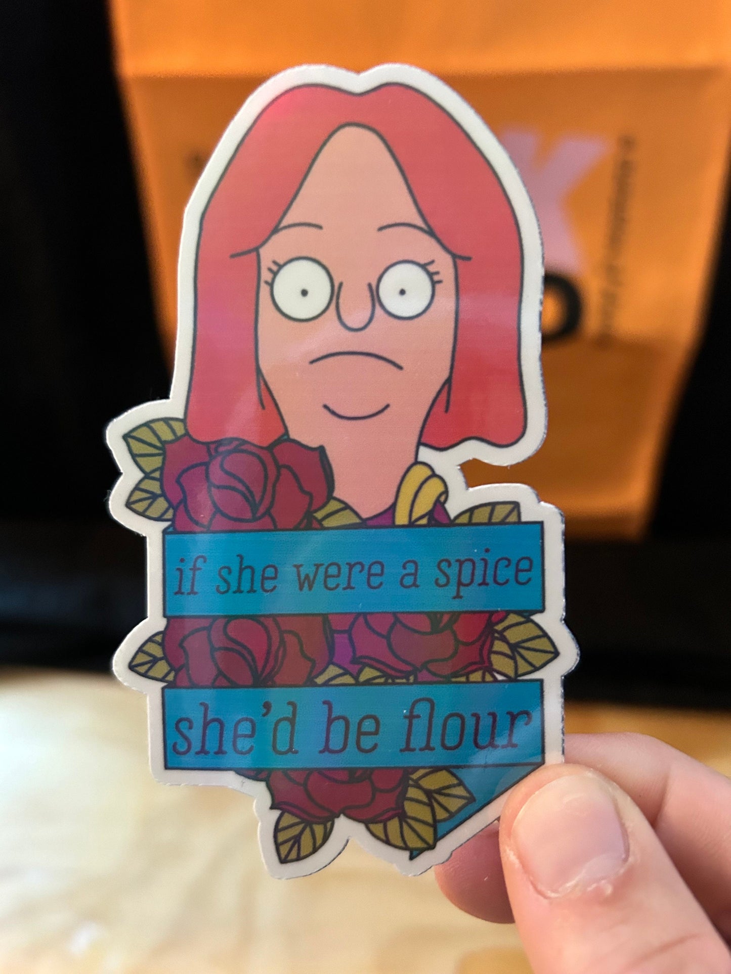 Jessica Bob's Burgers Sticker: Holographic Flour Spice Tattoo