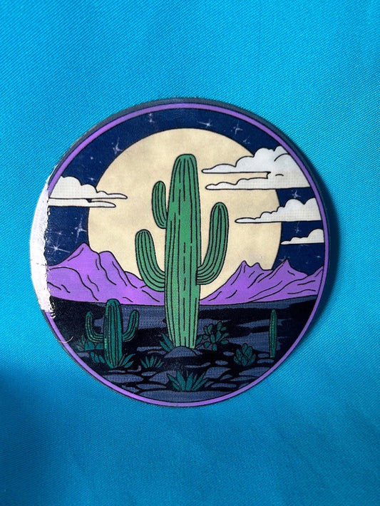 Nighttime Saguaro Silhouette Sticker | Tucson, Arizona Landscape