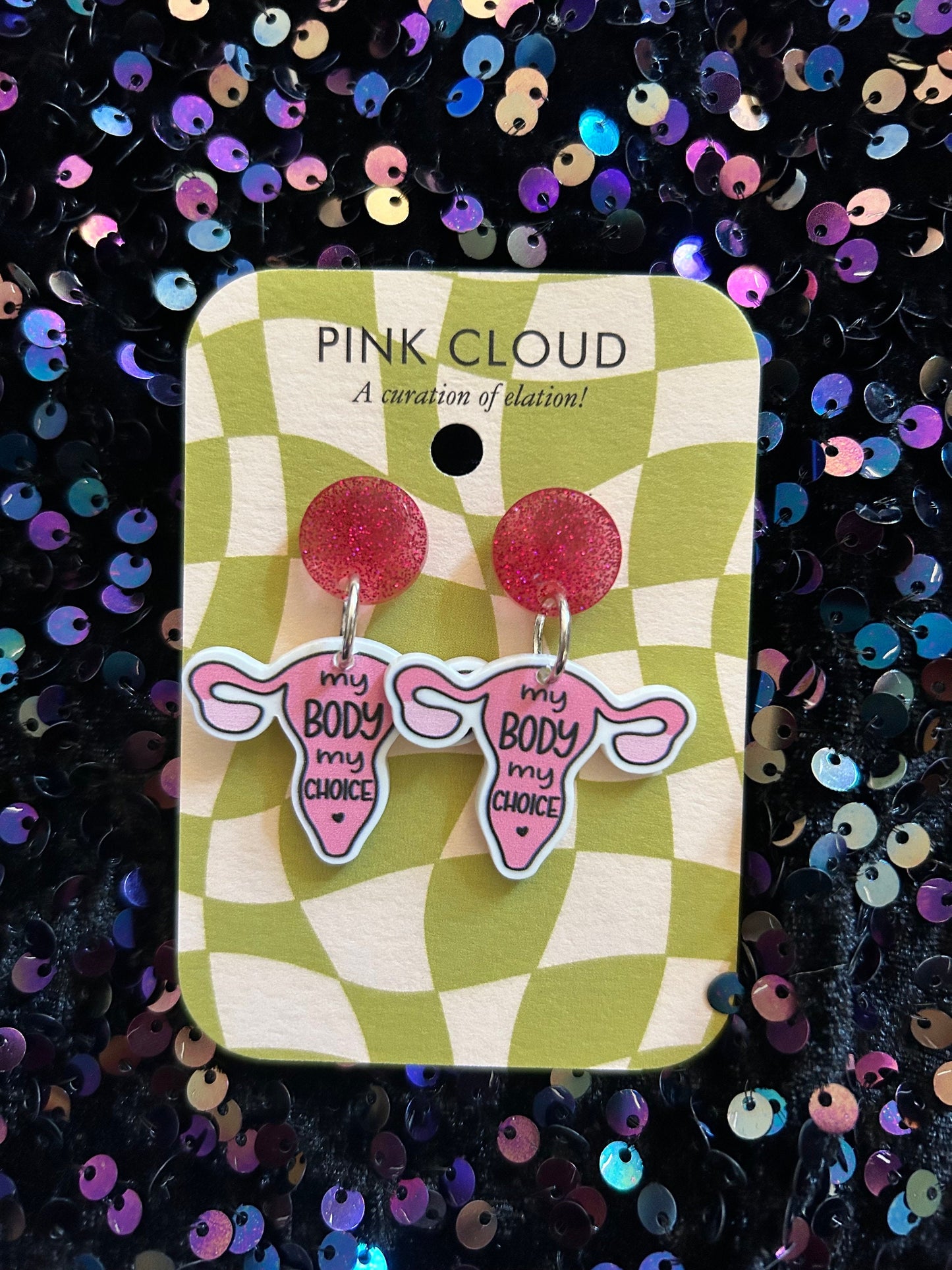 Outspoken Acrylic Statement Earrings: Glittery Political Jewelry