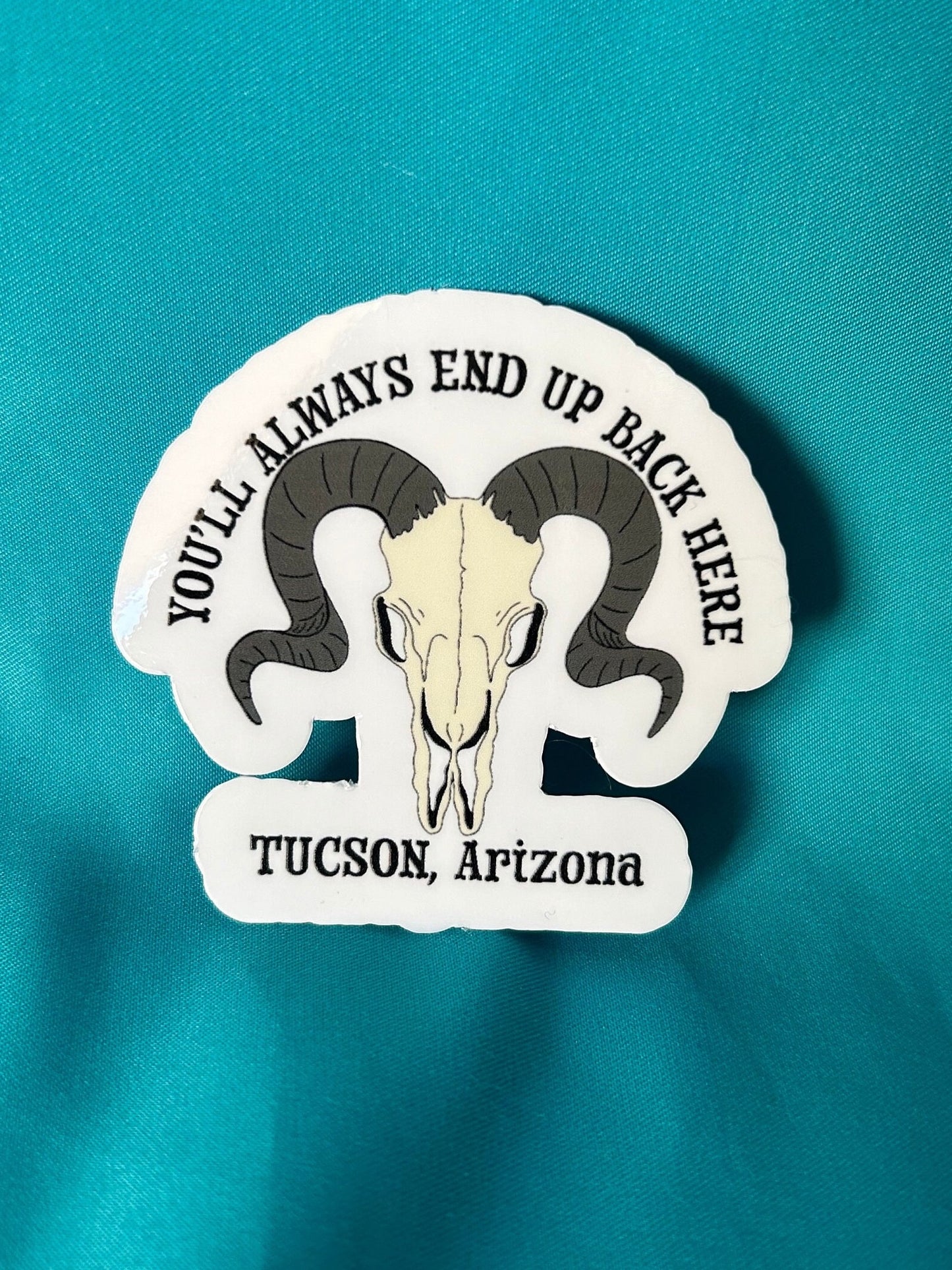 Tucson Cow Skull Sticker: Holographic Hand-Drawn Decal