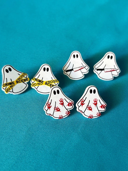 Acrylic Ghost Stud Earrings: Spooky Halloween Posts