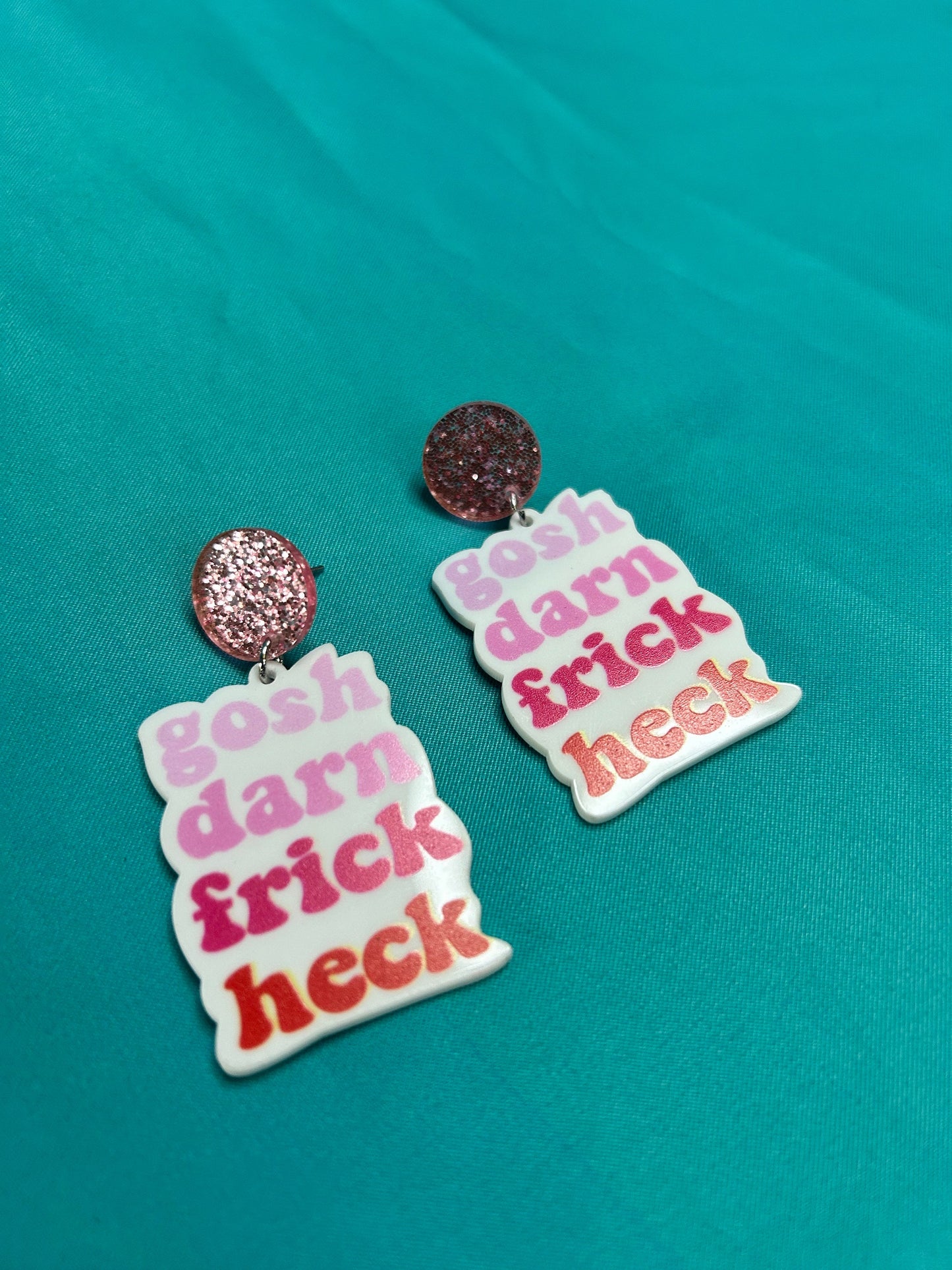 Outspoken Acrylic Statement Earrings: Glittery Political Jewelry