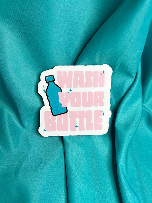 Wash Your Bottle Sticker heavy duty outdoor clear glossy holographic