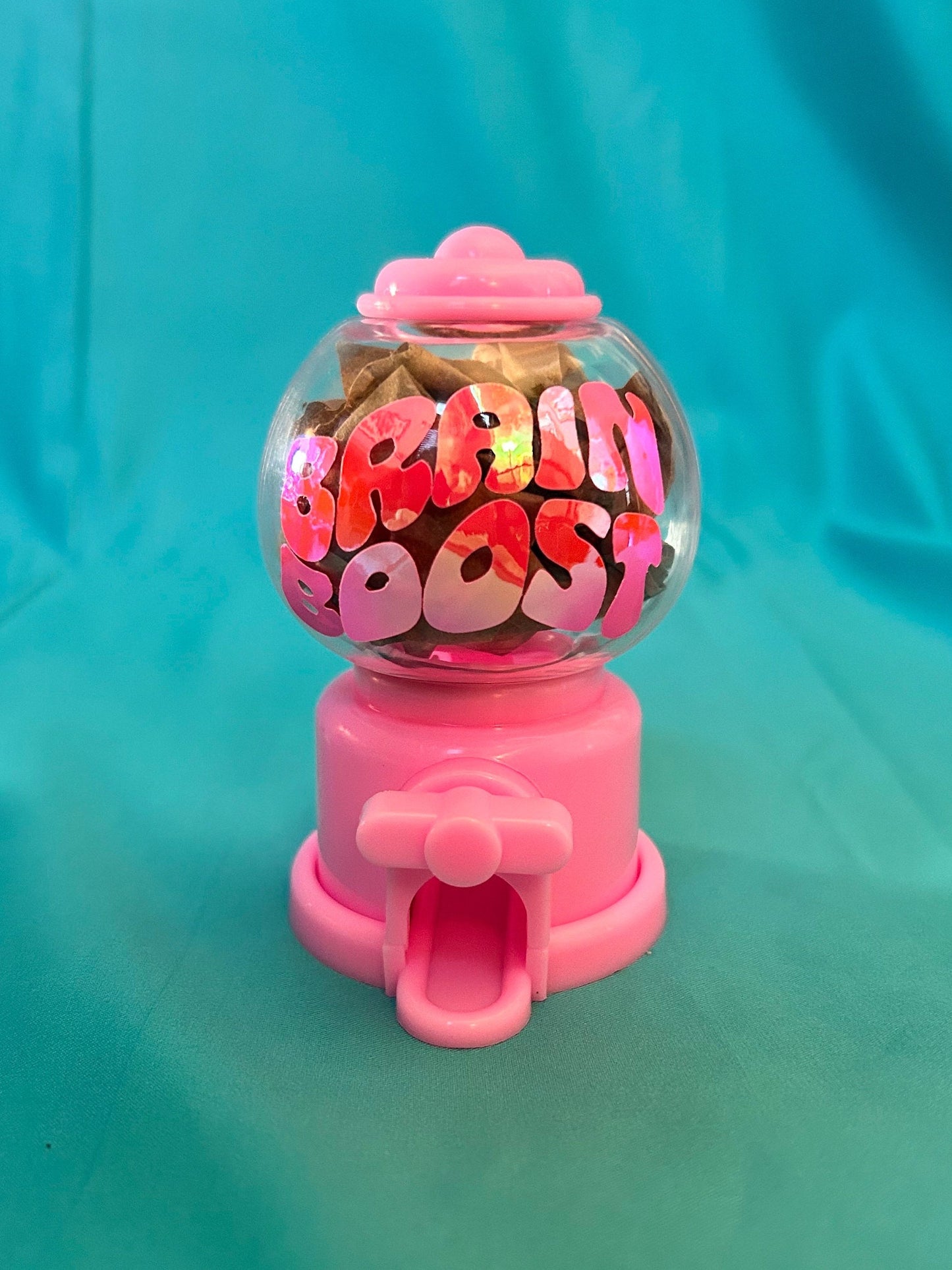 Brain Boost Candy Pill Dispenser: Holographic Decal, Choose Your Color