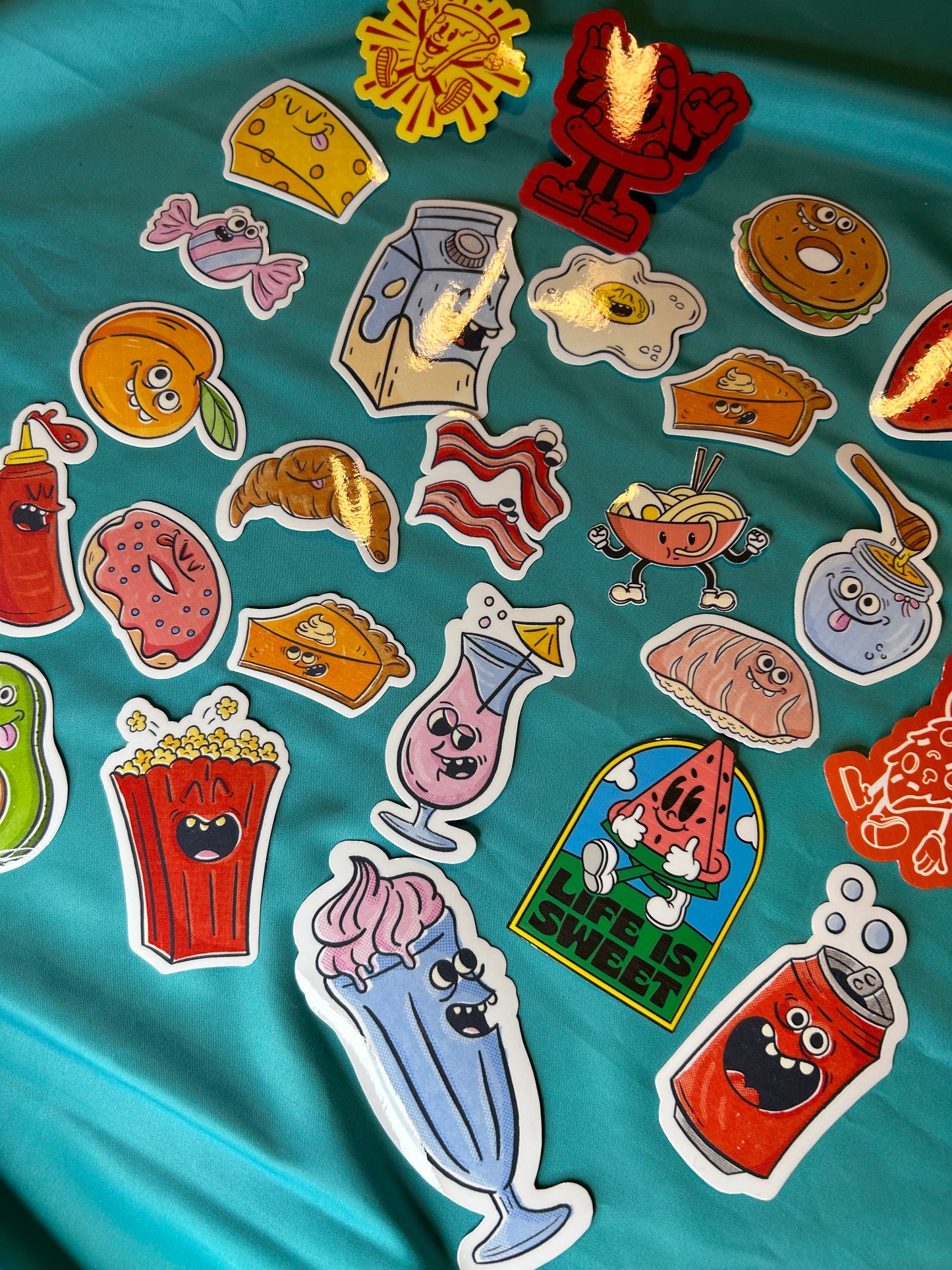 Handmade Food Sticker Pack: Hand-Drawn, Hand-Printed